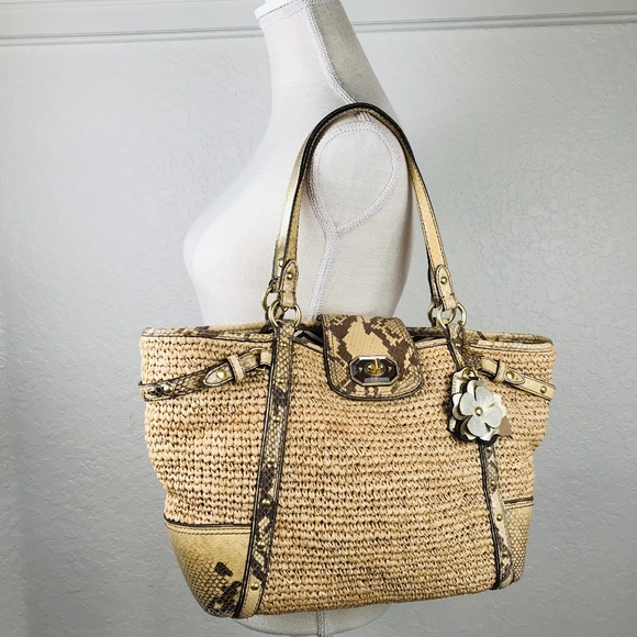 Coach Tan and Brown Woven Shoulder Bag - Picture 12 of 14